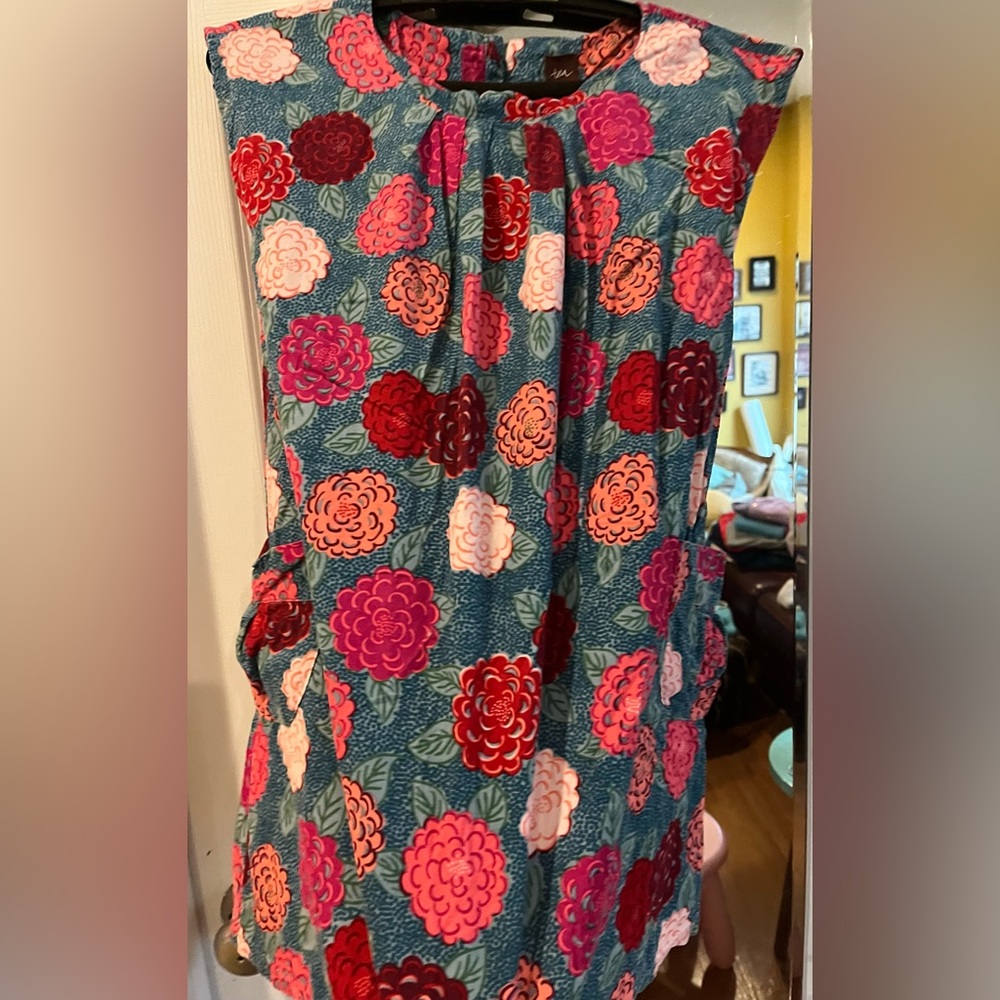 Tea Collection Girls Floral Patterned Dress in Greens Reds Pinks & Peach